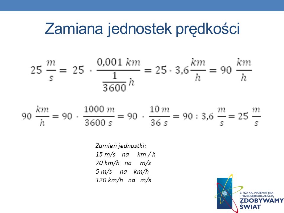 Fizyka zamiana m s na 2025 km h